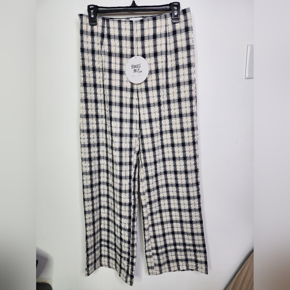 Plaid Wide-Leg Pants, Euros Pant, Non-strech, Size 8 (Medium)